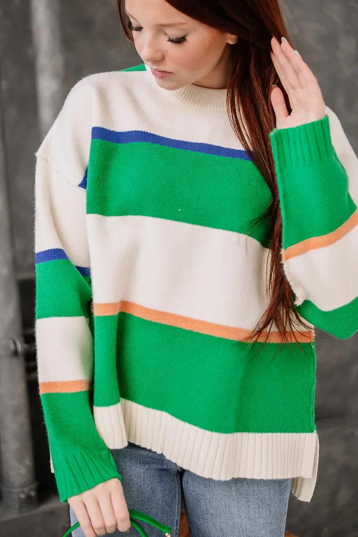 Off We Go Again Striped Sweater