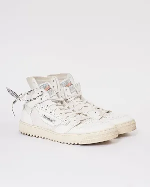 Off White Fabric/Leather High Top Sneakers - 44