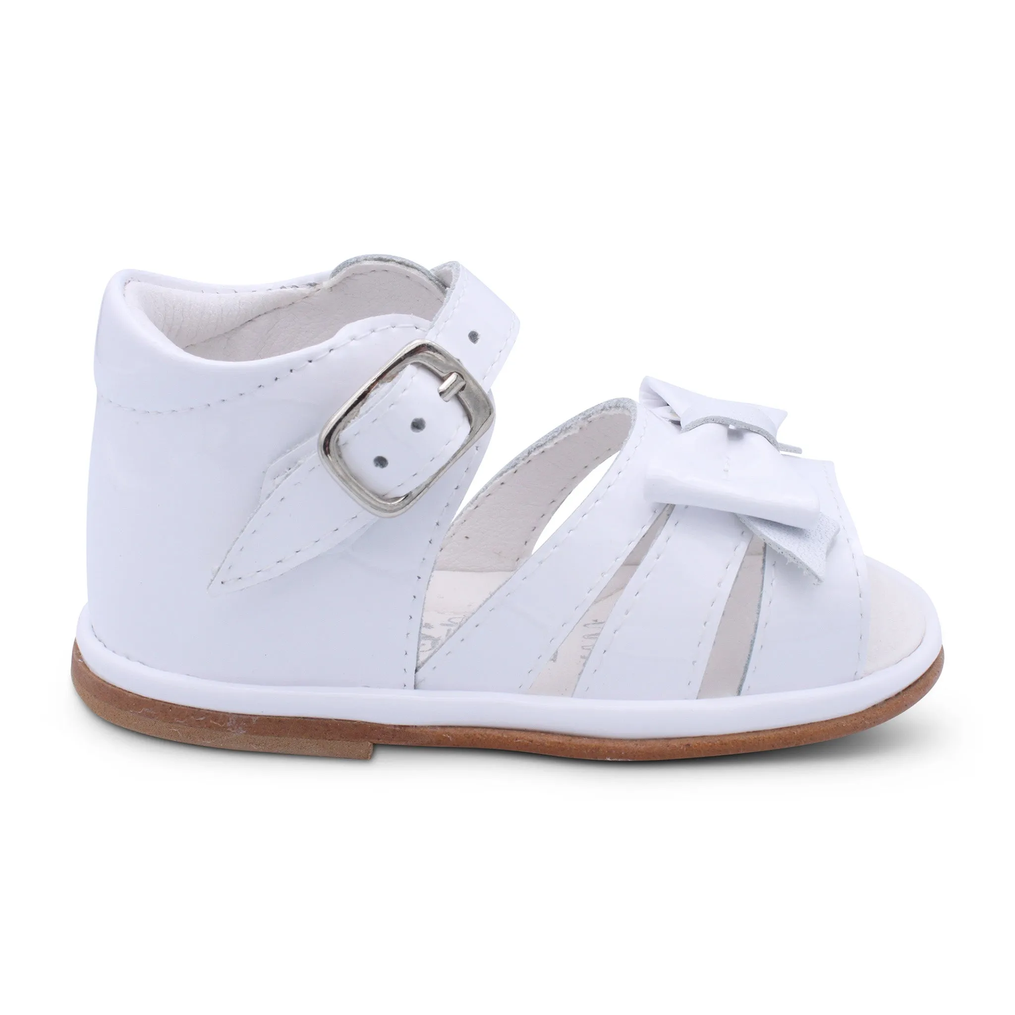 'Olivia' Girls White Patent Open-Toe Sandals