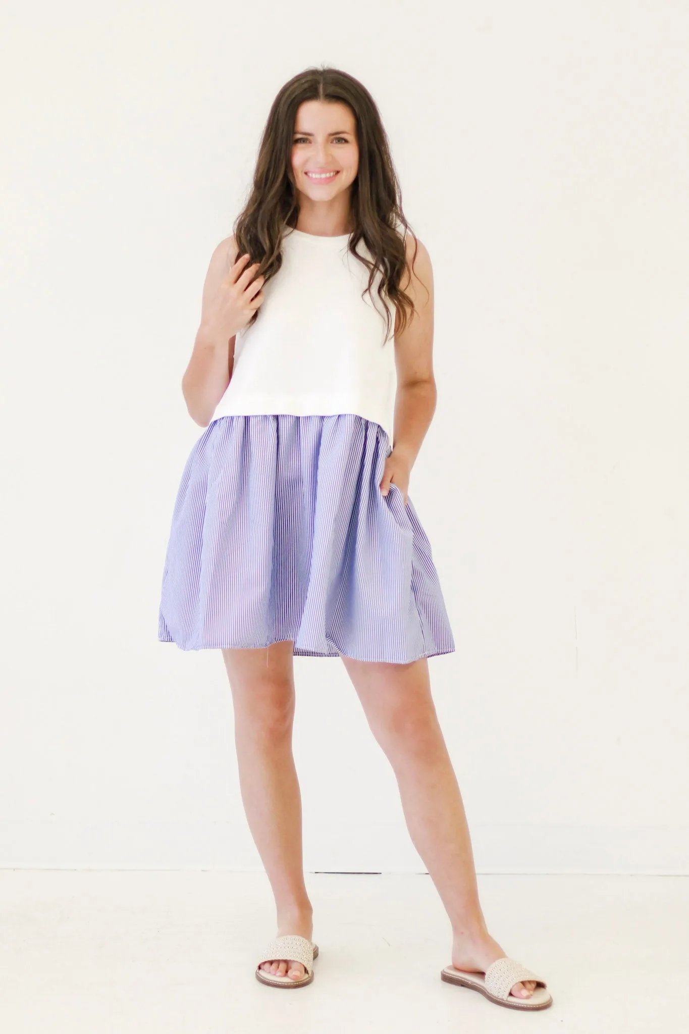 On the Pier Tank Dress in Blue