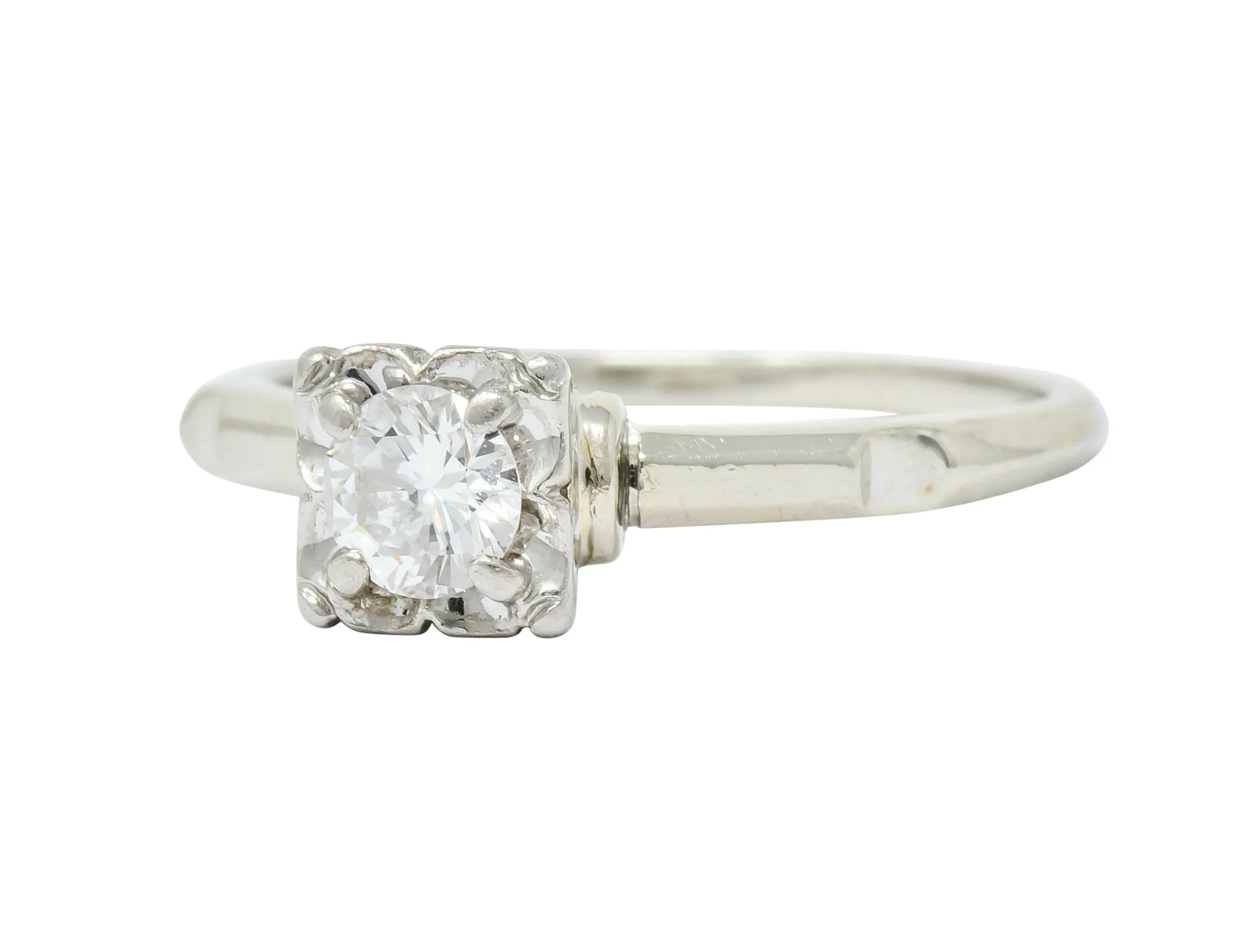 Orange Blossom 0.36 CTW 18 Karat White Gold Engagement Ring Circa 1950s