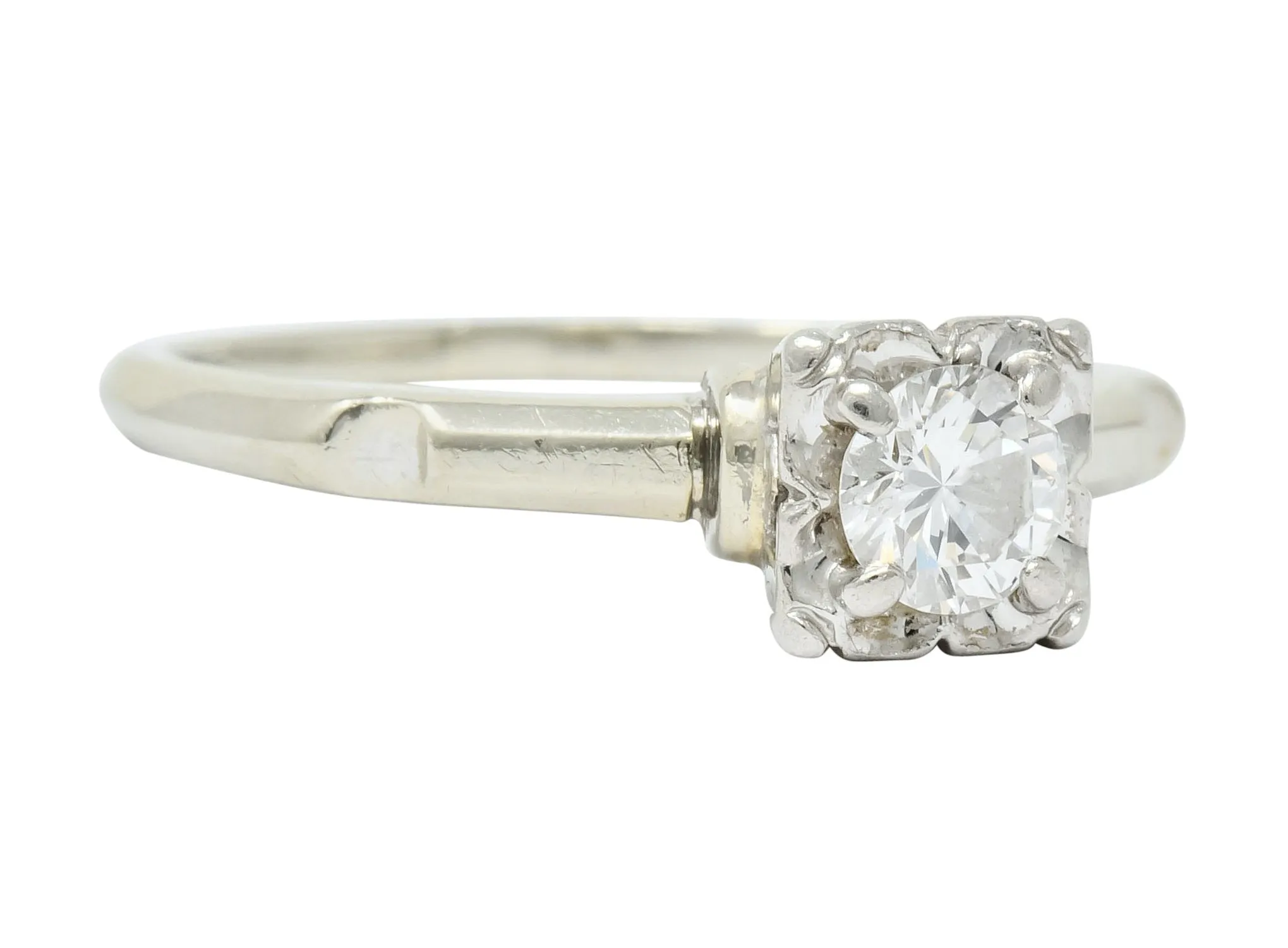 Orange Blossom 0.36 CTW 18 Karat White Gold Engagement Ring Circa 1950s