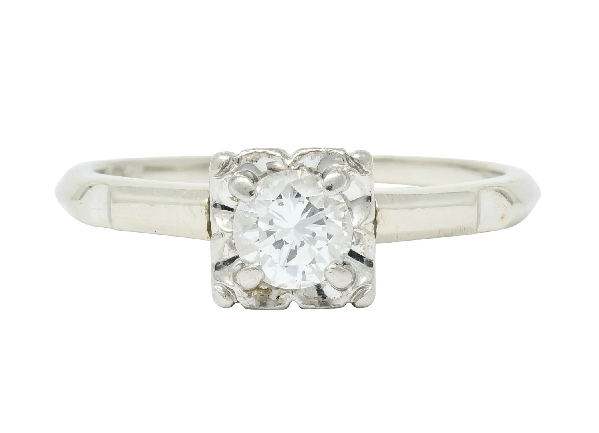 Orange Blossom 0.36 CTW 18 Karat White Gold Engagement Ring Circa 1950s