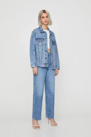 Oversized Denim Jacket With Buttons