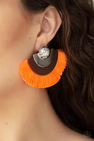 Paparazzi  -Fan The FLAMBOYANCE - Orange - Earrings