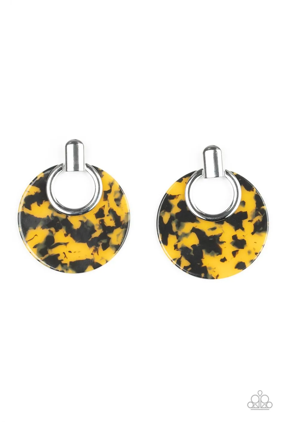 Paparazzi - Metro Zoo - Yellow - Acrylic Earrings