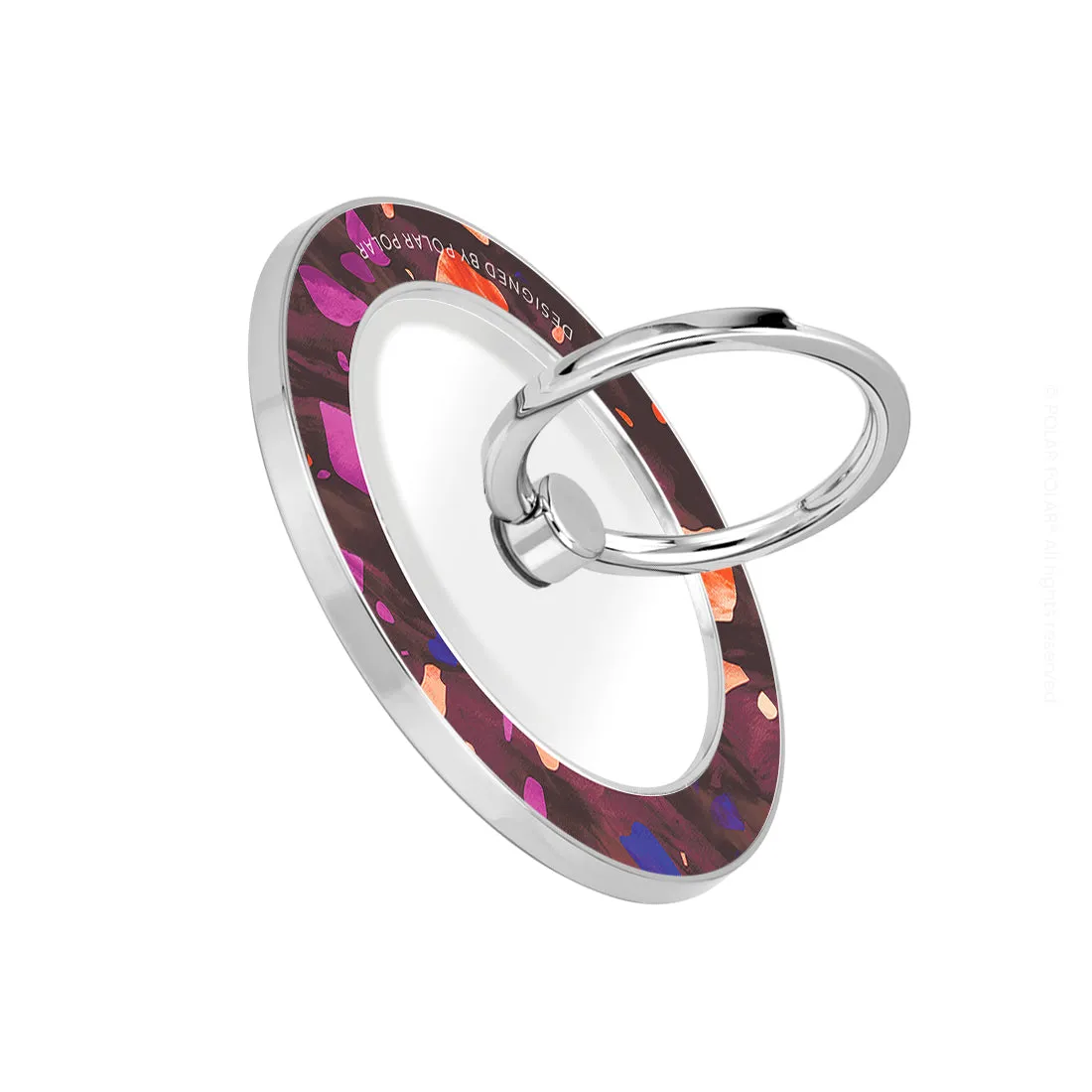 Paprika Terrazzo Gem - Silver MagSafe Phone Grip and Ring Holder Stand