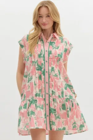 Pastel Printed Sleeveless Mini Dress {Green}