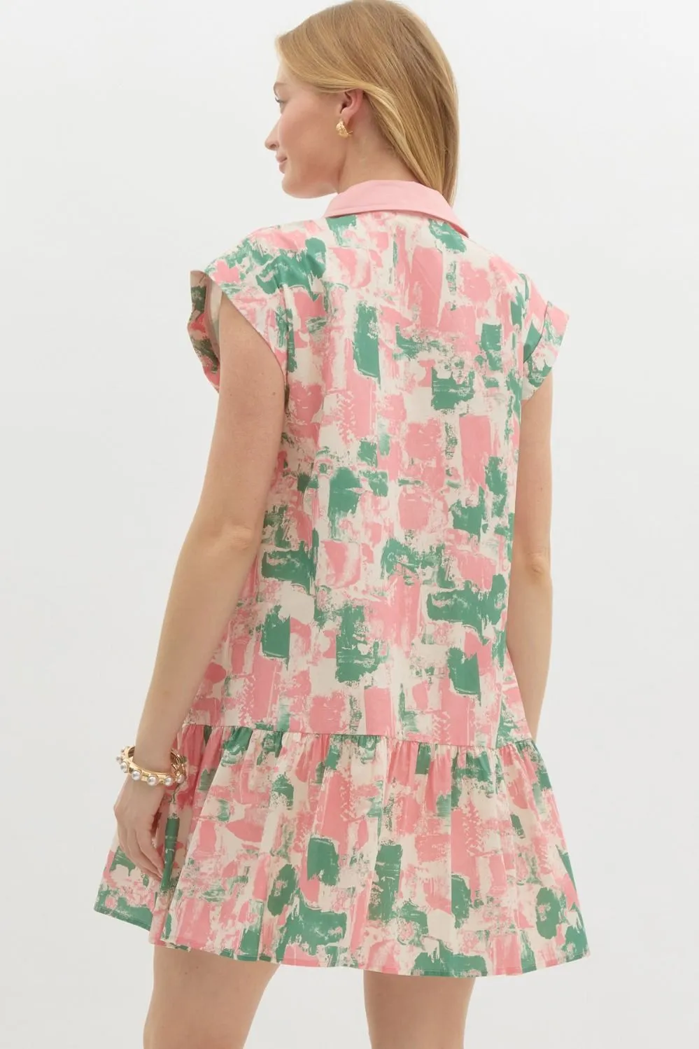 Pastel Printed Sleeveless Mini Dress {Green}