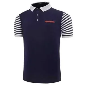 Patchwork Striped Printed Casual Polo Shirt