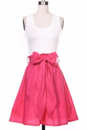 Pink Flare Short Dress with Bow Tie