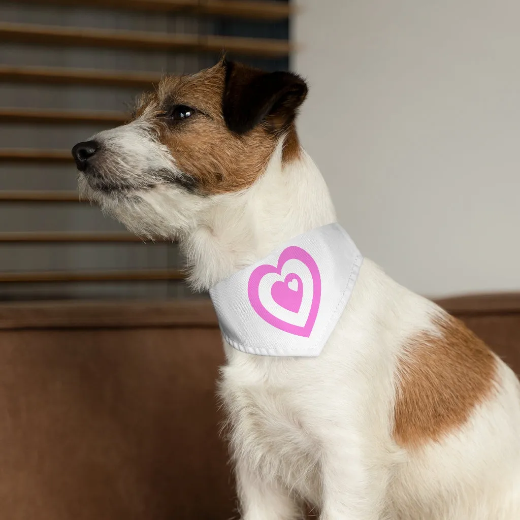 Pink Love Heart Pet Bandana Collar