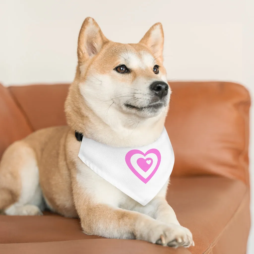 Pink Love Heart Pet Bandana Collar