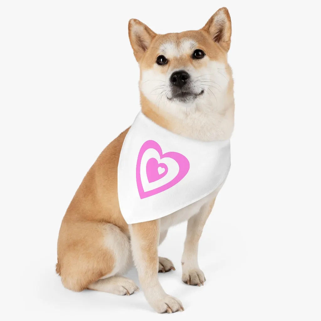 Pink Love Heart Pet Bandana Collar