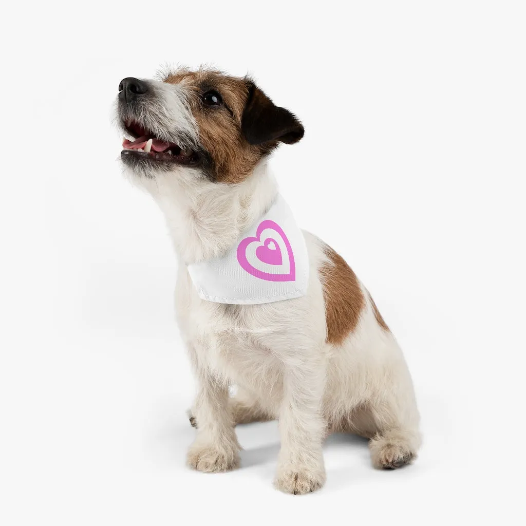 Pink Love Heart Pet Bandana Collar