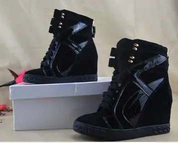 Pink Wedge Sneakers For Women Height Increasing Shoes Woman Lace Up Women Casual Shoes Women Hidden Heels Platform Shoes