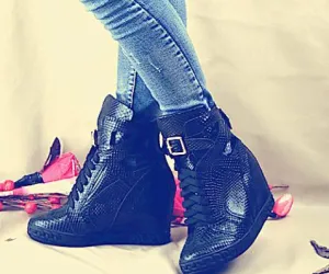 Pink Wedge Sneakers For Women Height Increasing Shoes Woman Lace Up Women Casual Shoes Women Hidden Heels Platform Shoes