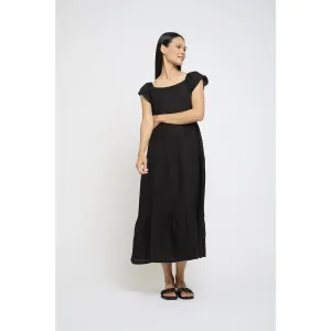 Pistache Cap Sleeve Panelled Linen Dress