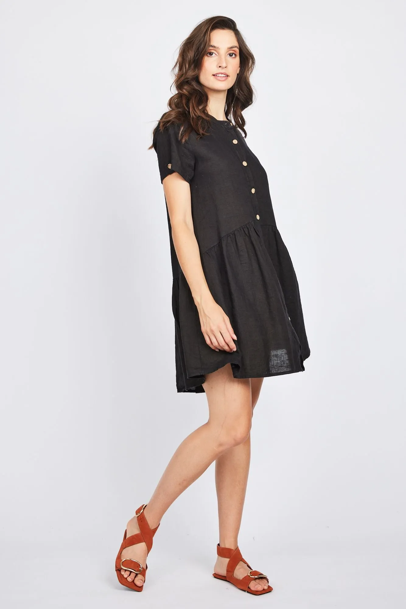 Pistache Linen Button Down Linen Dress