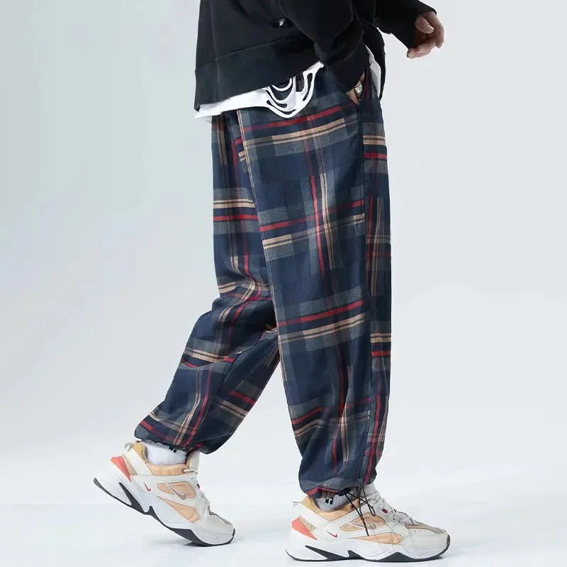 Plaid Harem Pants - Men's Joggers Trousers Japanese Fashion Sweatpants