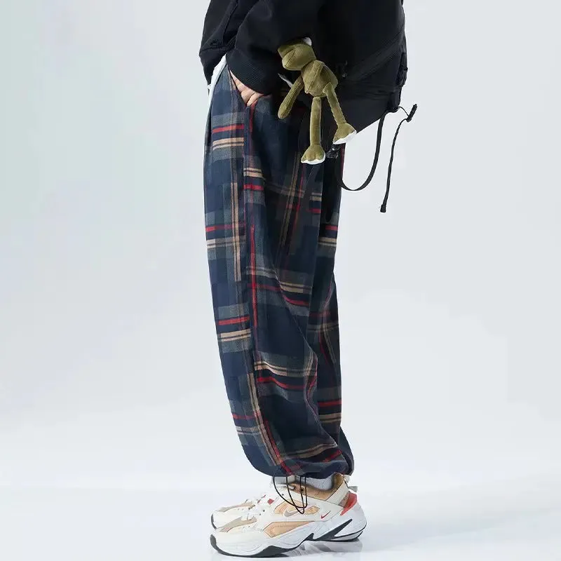 Plaid Harem Pants - Men's Joggers Trousers Japanese Fashion Sweatpants