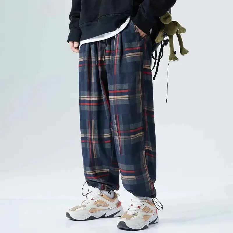 Plaid Harem Pants - Men's Joggers Trousers Japanese Fashion Sweatpants