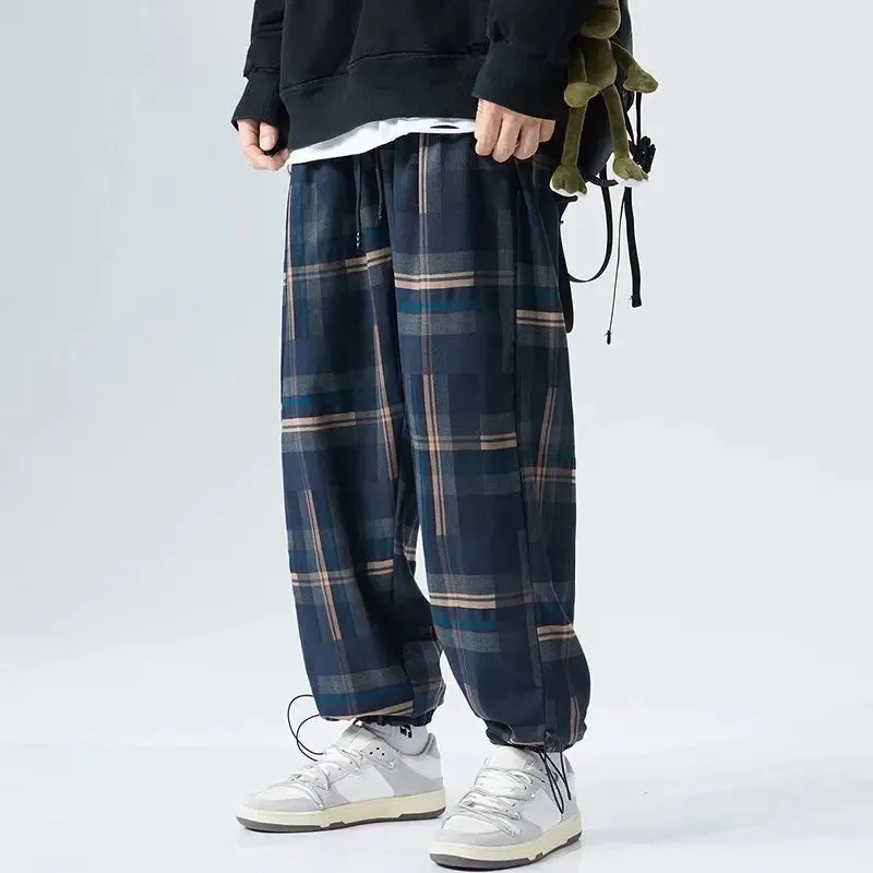 Plaid Harem Pants - Men's Joggers Trousers Japanese Fashion Sweatpants
