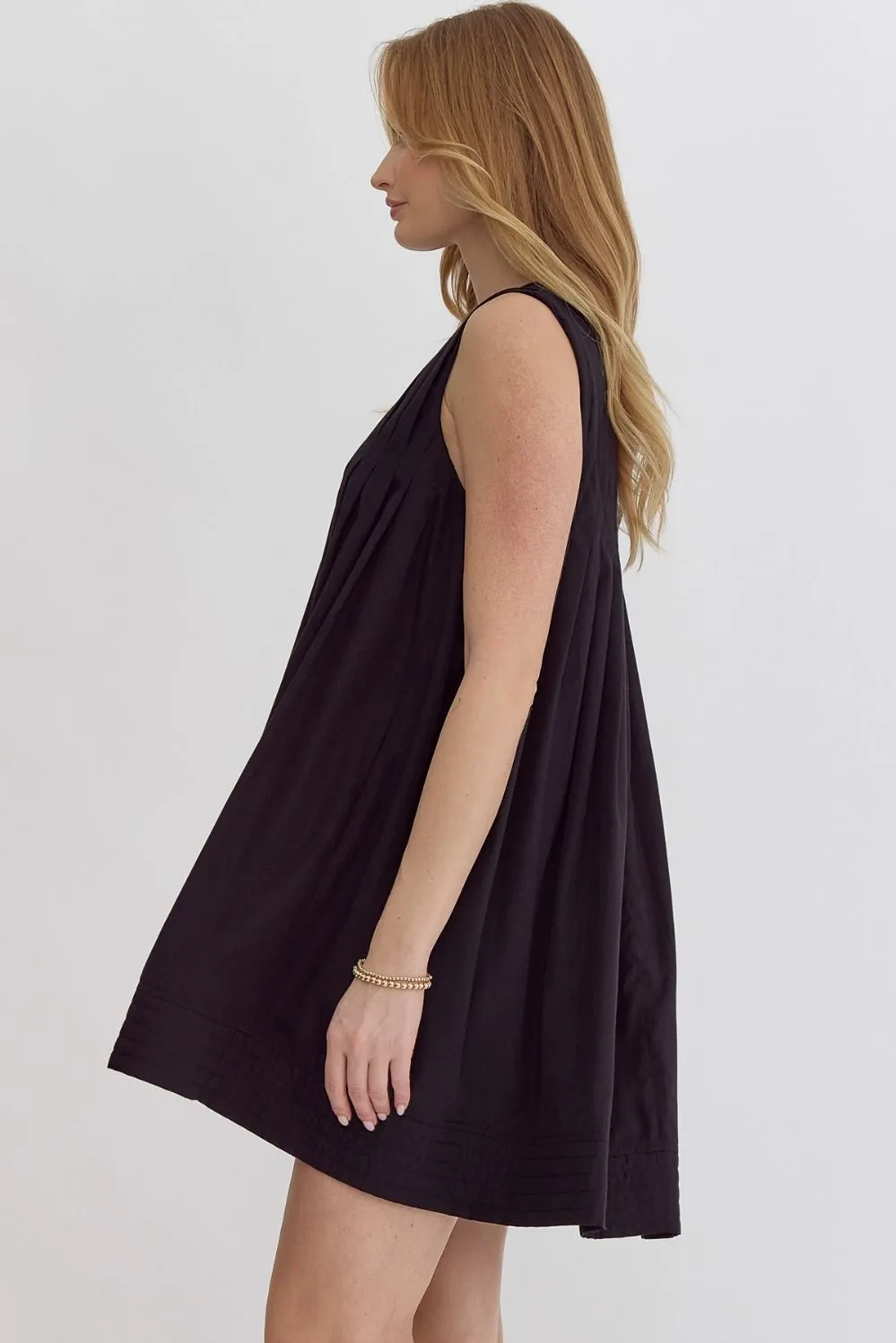 Pleated Mini Dress {Black}