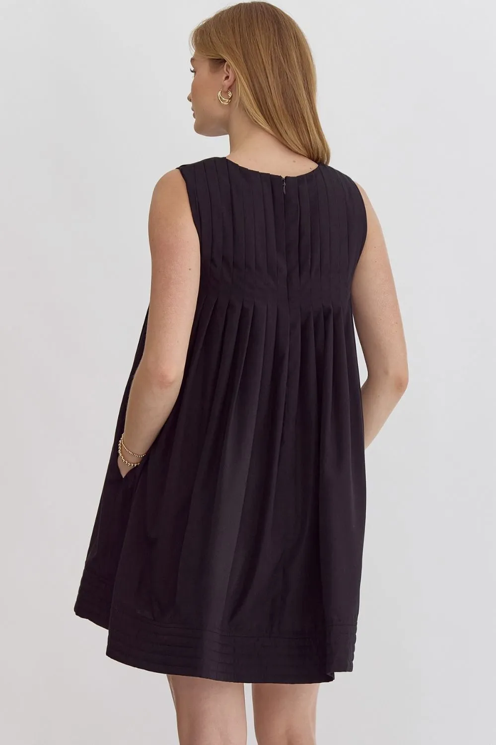 Pleated Mini Dress {Black}