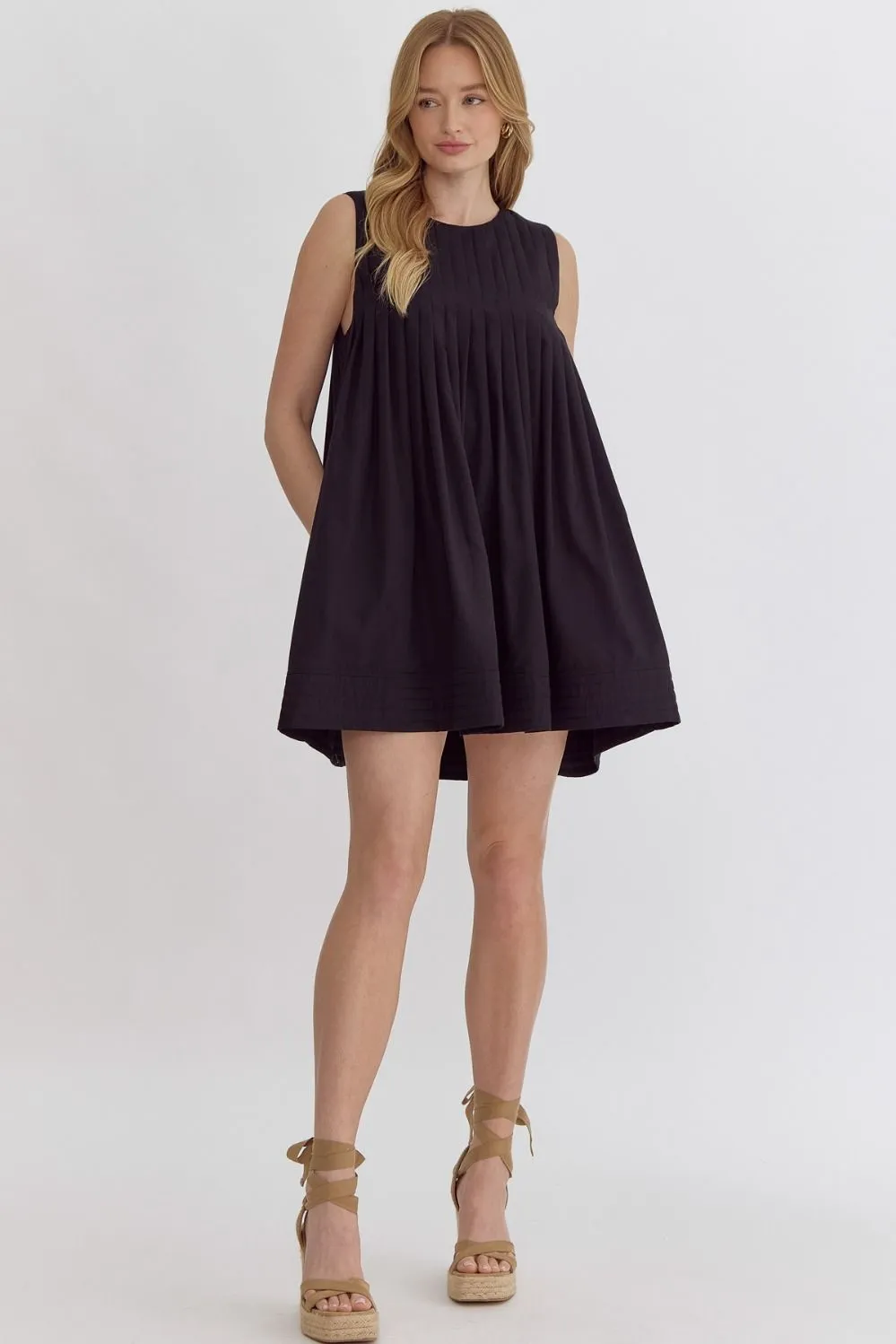 Pleated Mini Dress {Black}
