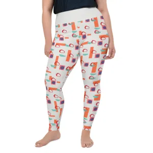 Plus Size Leggings, Geometric Style Orange