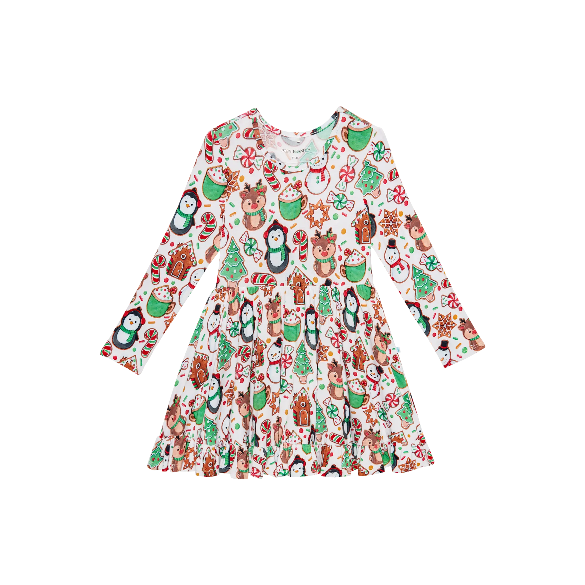 Posh Peanut- Cookie Medley - Long Sleeve Ruffled Twirl Dress