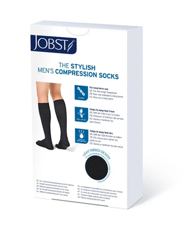 PR/1 JOBST MEDICAL LEG WEAR, MEN, KNEE HIGH, RIBBED, 30-40MMHG, XL, BLACK, CLOSED TOE