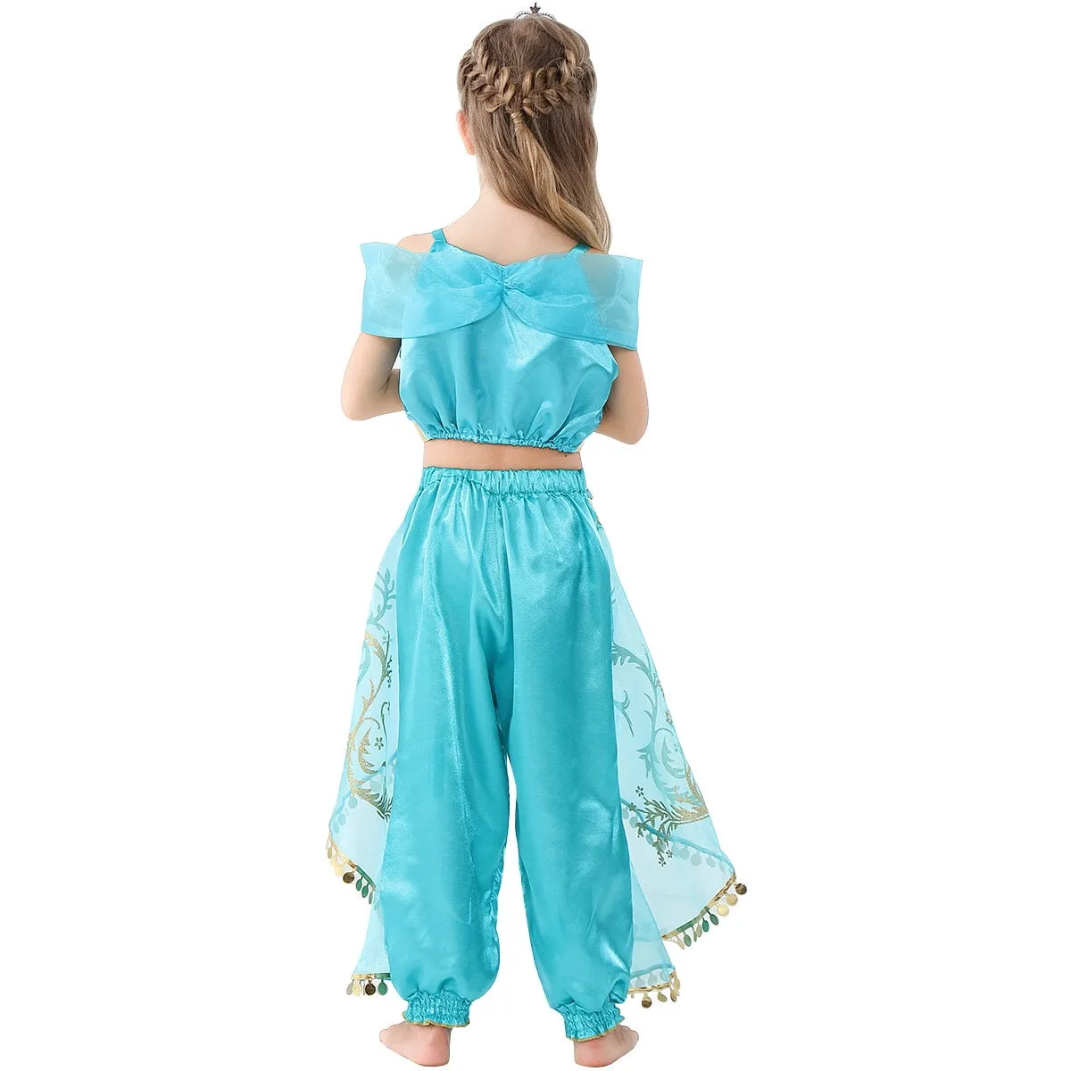 Princess Jasmine Dress Christmas Fancy-Dress Costume with Accessories for Child