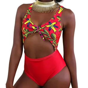 Print Cut Out One Piece Swimsuit