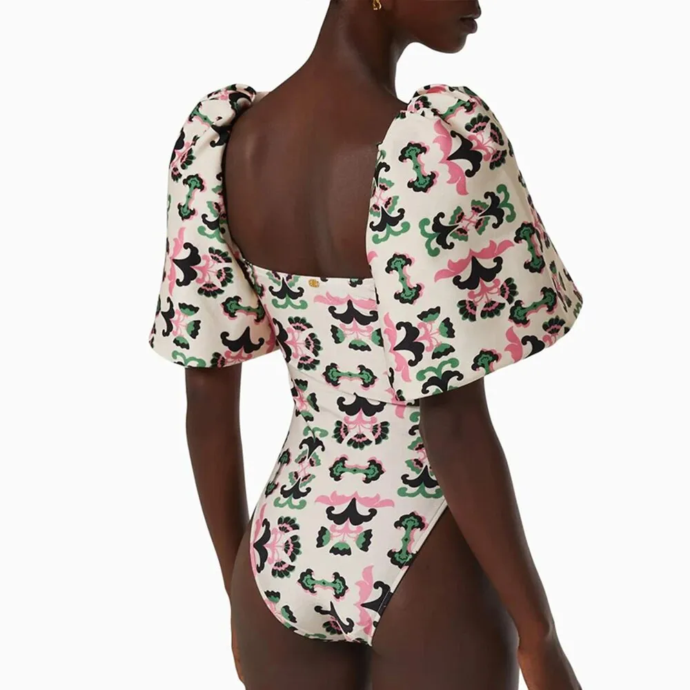 Print Flower Sleeve Fashion Retro Swim