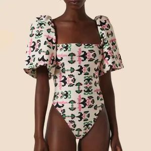 Print Flower Sleeve Fashion Retro Swim