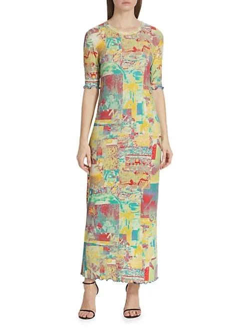 Printed Rib Jersey Maxi Dress