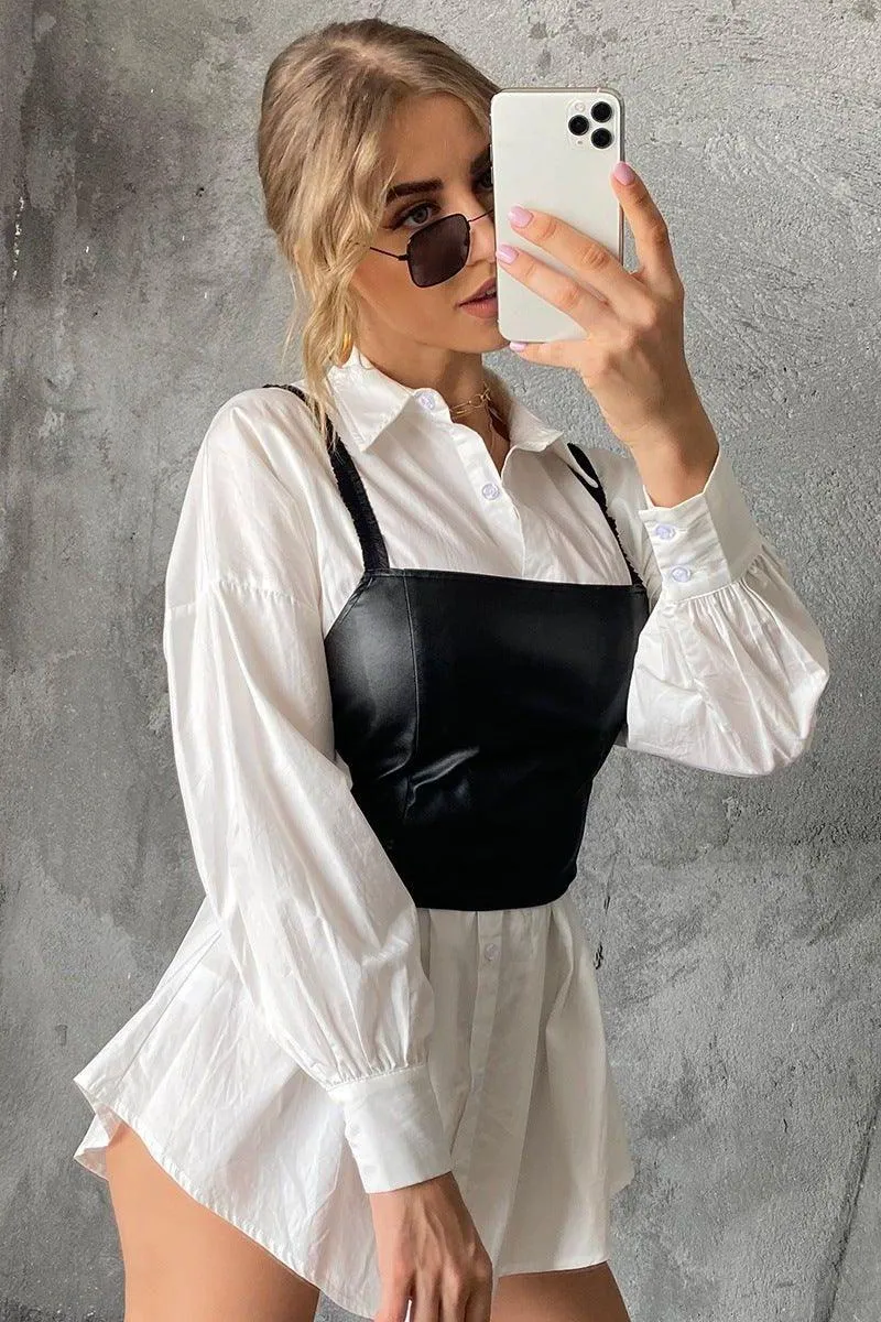 PU leather top vest