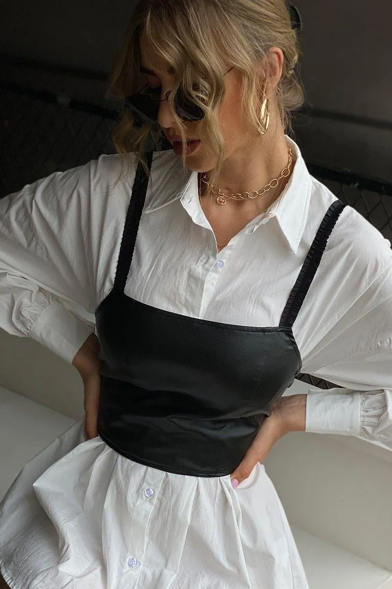 PU leather top vest