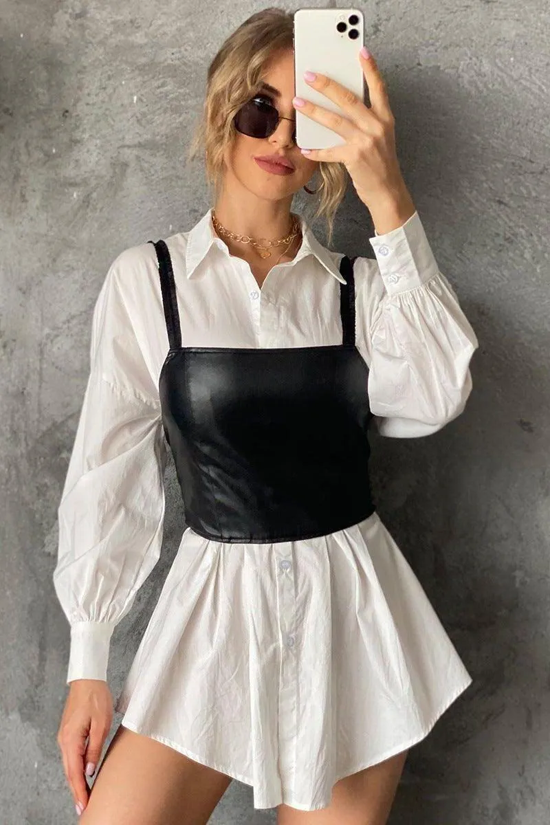 PU leather top vest