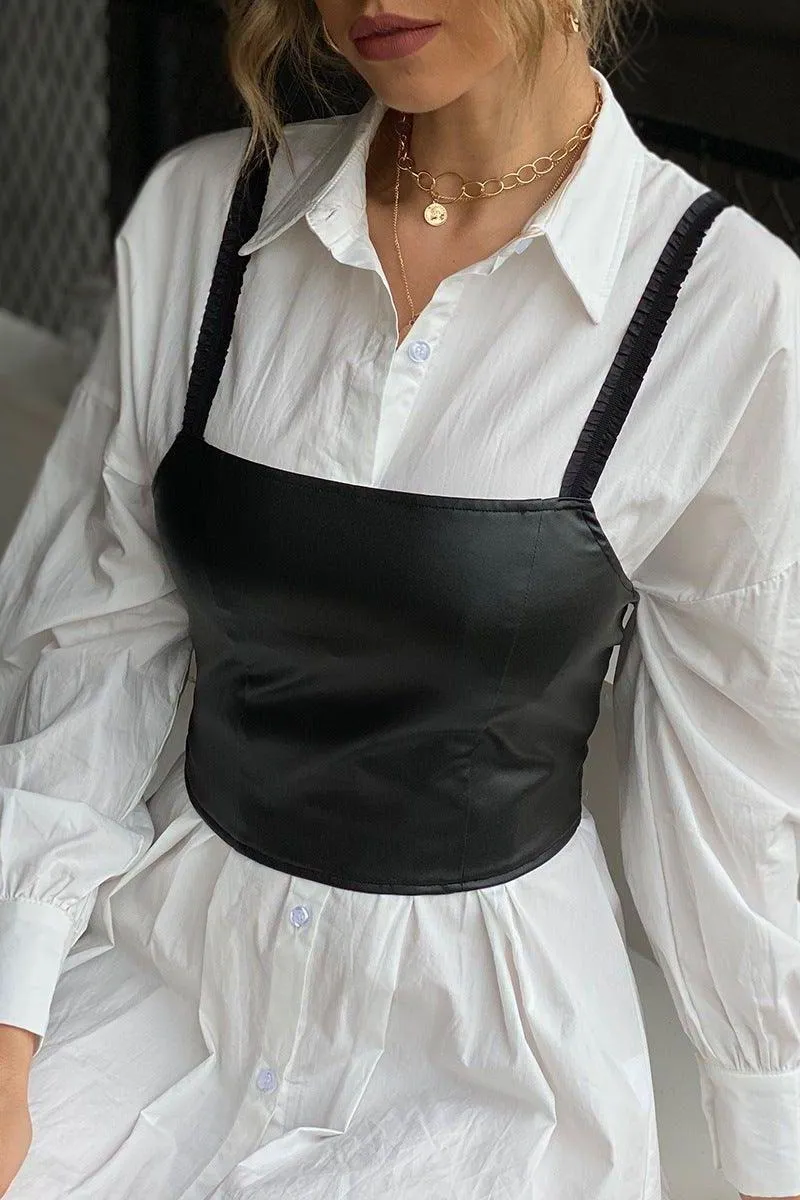 PU leather top vest