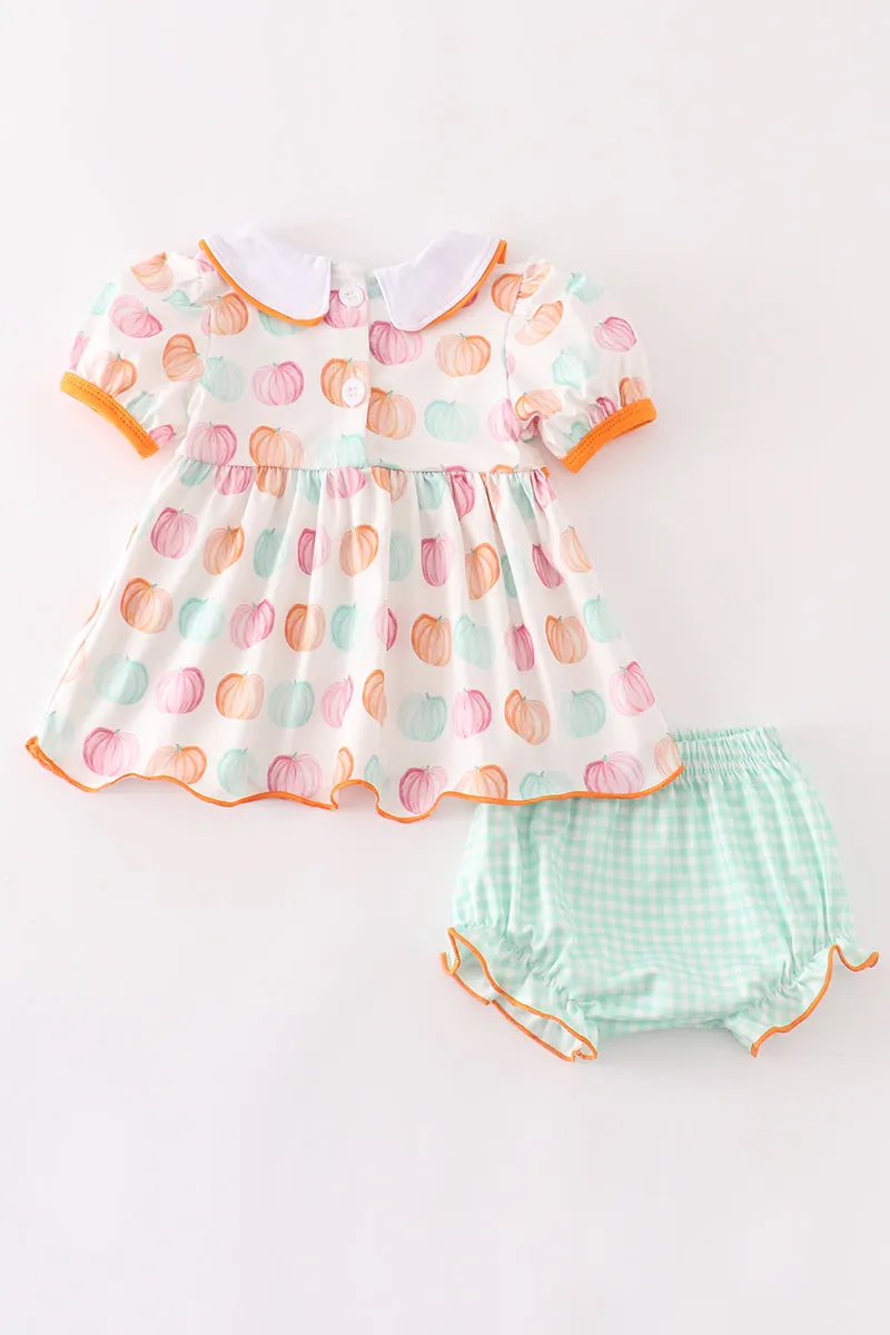 Pumpkin Print Baby Girl Bloomers Set