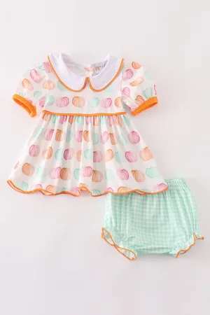 Pumpkin Print Baby Girl Bloomers Set