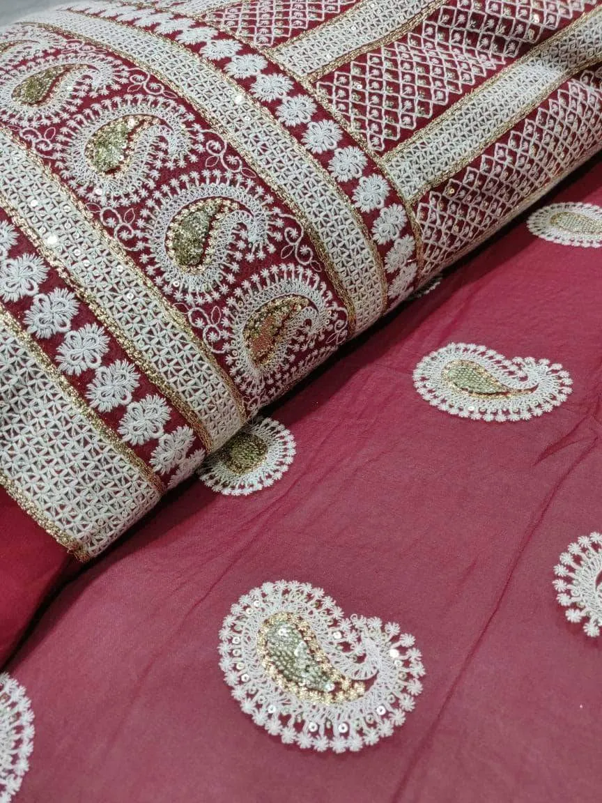 Pure Georgette Chikankari Lehenga with Mukaish Work