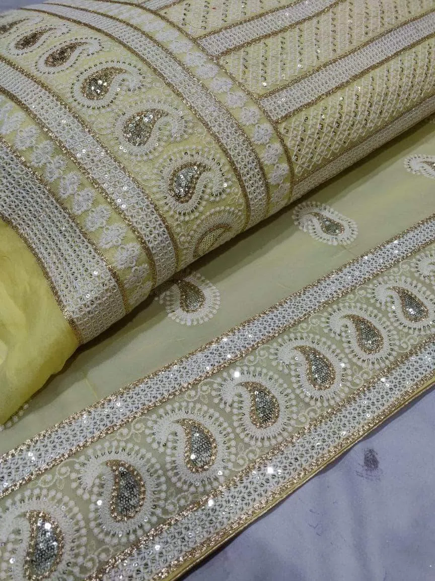 Pure Georgette Chikankari Lehenga with Mukaish Work