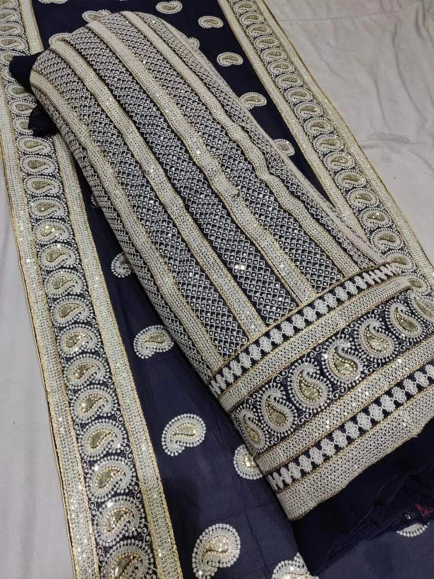 Pure Georgette Chikankari Lehenga with Mukaish Work