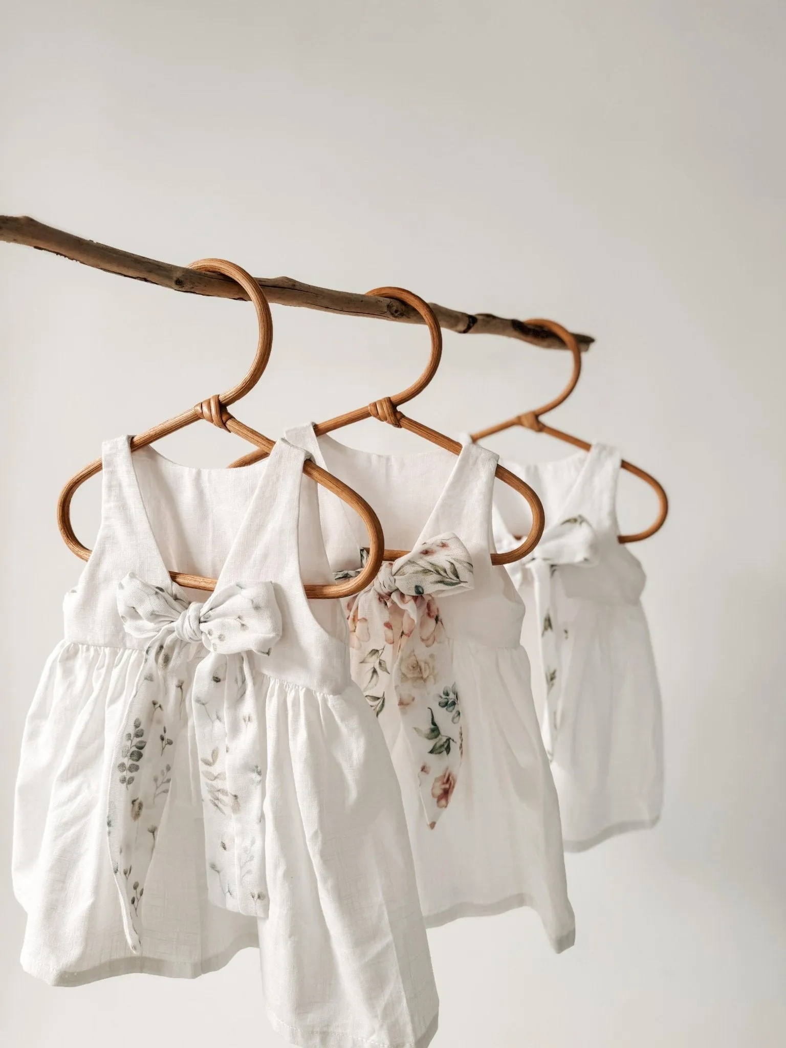 Pure Linen Olive Bow Girls Dress