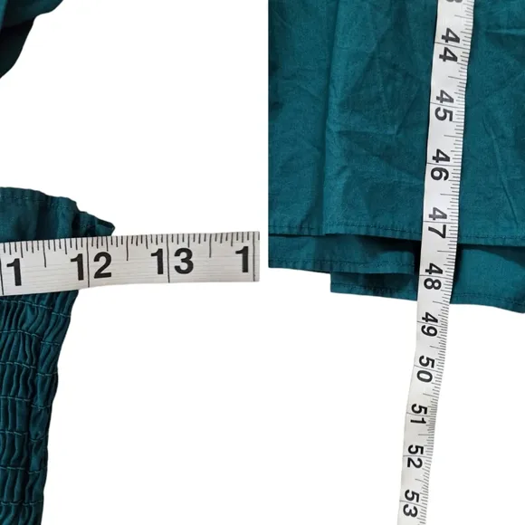 Quince 100% Organic Cotton Smocked Hunter Green Midi Dress