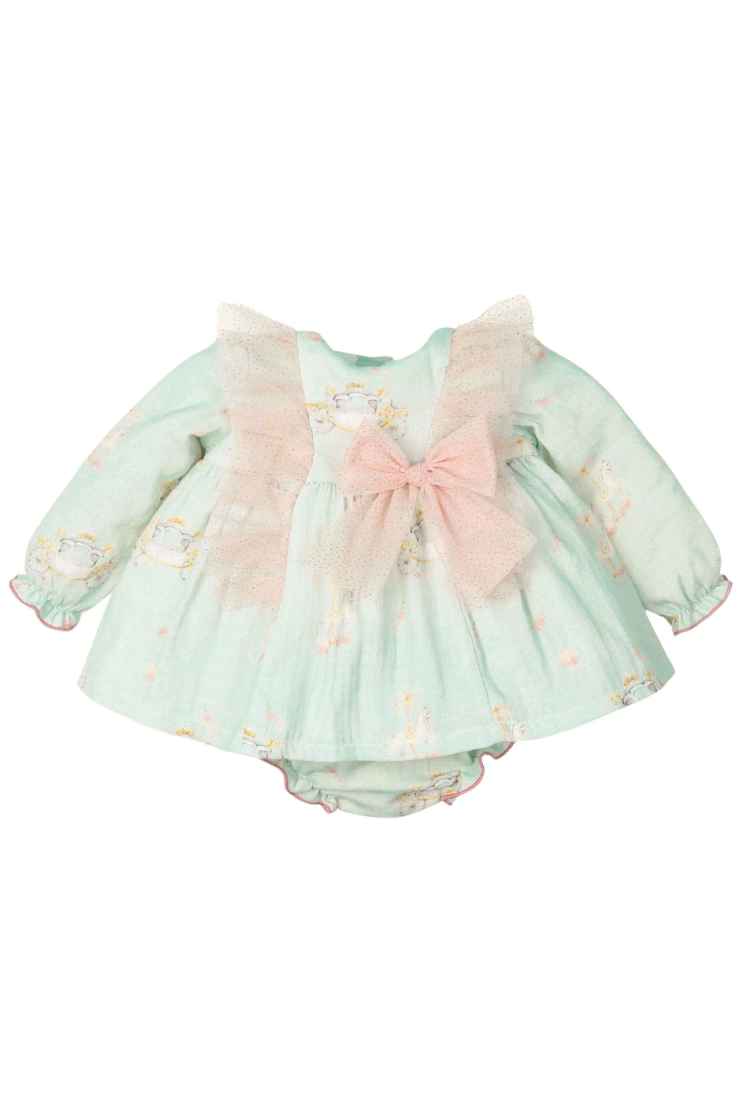 "Alessia" Mint Carousel Pony Dress & Bloomers